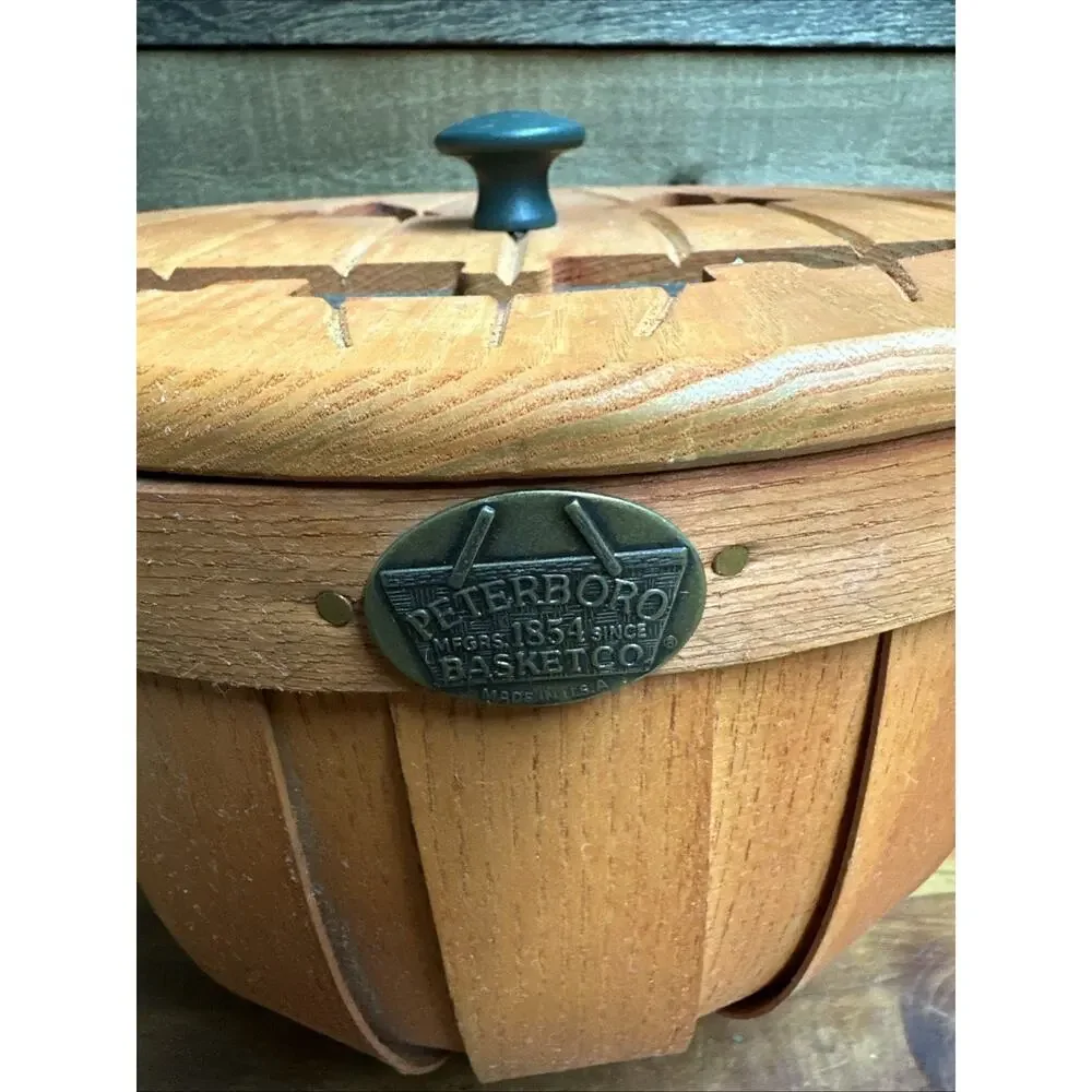 Peterboro Basket Fall Pumpkin Basket w/ Liner Signed Walter Hood -tags
